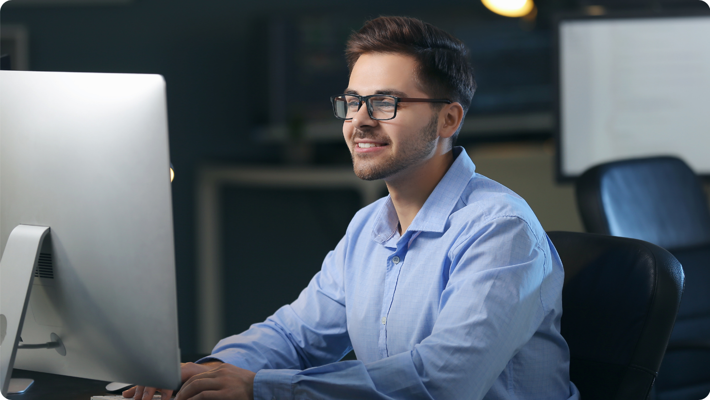 Young man at a computer