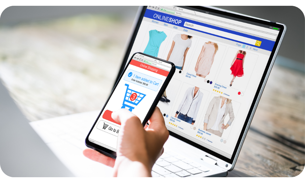 Person creating their shop on a device