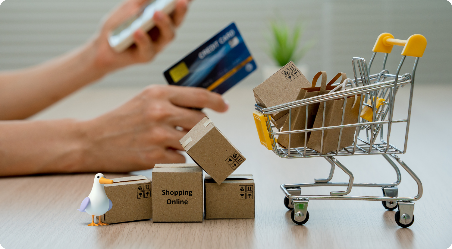 Credit card on laptop